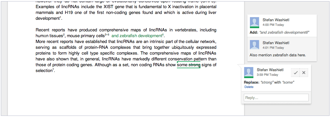 The new Google Docs "Suggestions" function